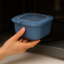 Sefa Ticaret 3'lü Renkli Kilitli Kapaklı Saklama Kabı Difrize Mikrodalga ve Buzdolabı Uyumlu Düzenleyici Elegant (Mavi)