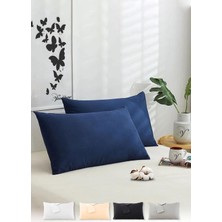 Sefa Ticaret Vionel Home Pamuklu 2'li Kapaklı Yastık Kılıfı 50X70 cm - Yumuşak ve Nefes Alabilir (Gece Mavisi)