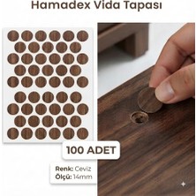 Hamadex Yapışkanlı Vida Tapası, Vida Kapatıcı Kapağı, Ceviz (100 Adet)
