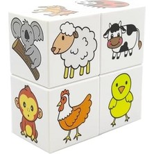 Sefa Ticaret Ece'nin Mini Hayvanat Bahçesi, 24 Sevimli Hayvan Figürü - 1 Yaş Oyuncak - Bebek Oyuncakları - 4 Manyetik Küp/blok