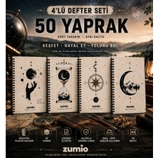 Zumio Keşif Temalı 4'lü A5 Çizgisiz Defter Seti 50 Yaprak