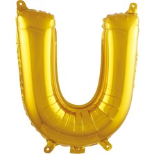 Sefa Ticaret U Harfi 16 Inç Gold Renk Folyo Balon 36 cm (Altın)