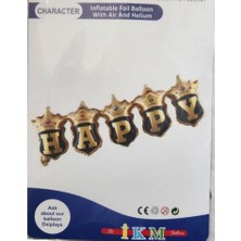 Sefa Ticaret Taçlı Birleşik Happy Yazı 23X81 cm Folyo Balon