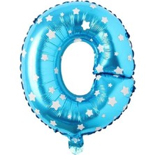 Sefa Ticaret O Harfi 16 Inç Mavi Yıldızlı Renk Folyo Balon 36 cm (Mavi)