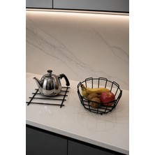 Edora Home 2’li Set Siyah Nihale Oval Köşeli Meyve Sepeti Mutfak Seti