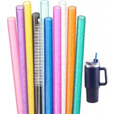 Sefa Ticaret 4 Adet Yeniden Kullanılabilir Simli Pipet Seti  Bardaklar Için, Temizleme Fırçası Dahil, 40OZ 30OZ Kupalar ile Uyumlu (Kırmızı,turkuaz,mavi,mor)