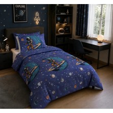 Lief Home Astronot Uzay Desenli Tek Kişilik Nevresim 160X220, Lastikli Çarşaflı 120X200, Genç&çocuk Nevresim Takımı