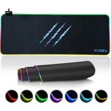 Sefa Ticaret Claw's Raptor 80X30CM Mikrofiber Yüzey/kaydırmaz Kauçuk Zemin 360° Rgb Dikişli Xl Mousepad - Siyah
