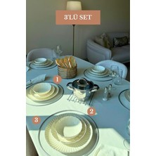 Edora Home 3’lü Set Mat Gümüş 6'lı Supla Nihale Yuvarlak Ekmek Sepeti Mutfak Seti