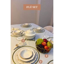 Edora Home 3’lü Set Mat Gold 6'lı Supla Nihale Oval Köşeli Meyve Sepeti Mutfak Seti