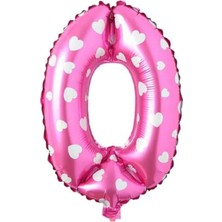 Sefa Ticaret 0 Rakamlı 16 Inç Pembe Kalpli Folyo Balon 36 cm (Pembe)