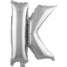 Sefa Ticaret K Harfi 16 Inç Gümüş Renk Folyo Balon 36 cm (Gümüş)