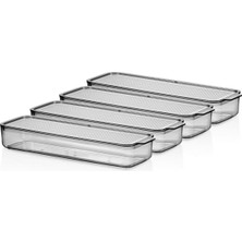 Sefa Ticaret Mina Organizer Plastik Raf, Şeffaf Füme Kapaklı 4 x 750 Ml, Füme