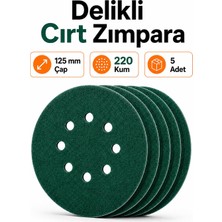 Nzb (5 Adet) Delikli Yeşil 125 mm Cırt Zımpara 220 Kum Kaporta Boya Duvar Metal Mobilya Cila Parlatma
