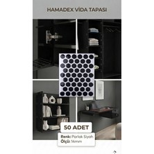 Hamadex Yapişkanlı Vida Tapası Vida Kapatıcı 14 mm Parlak Siyah ( 100  Adet) Mobilya Delik Gizleme Folyosu