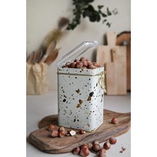 Sefa Ticaret EVLE-ER043-9G Terrazzo Cream Desenli Dikdörtgen Metal Saklama Kabı 8X10 cm (Terrazzo Cream)