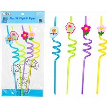 Marsilyan 4pcs Kıvrımlı - Renkli Plastik Pipet Figürlü=mix (4887)