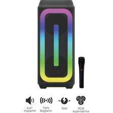 Seyutech Bluetooth Hoparlör Rgb LED Işıklı Karaoke Mikrofon Hediyeli Taşınabilir Parti Speaker