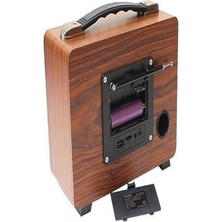 Sefa Ticaret M-2027BT Gerçek Ahşap Eskitme Kaplama Radyo Fm Am Sw USB Tf Aux Destekli Bluetooth Hoparlör, Kahverengi