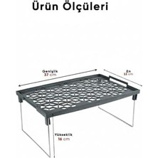 Sefa Ticaret Dikdörtgen Katlanabilir Dolap Içi Raf Düzenleyici – Tezgah Üstü Mutfak ve Banyo Organizer Raf – Geniş Alan Tasarruflu Depolama (Antrasit)