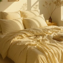 Lief Home Çift Kişilik Nevresim Takımı 200X220 | 160X200+30 Lastikli Çarşaf | 4 Yastık Kılıfı | Sarı