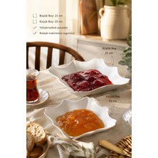 Porsima Porselen 2’li Sunumluk Pasta Servis Salata Tabağı Kahvaltılık Şekerlik Reçellik Sosluk Çerezlik Kase Seti 19 X 21 Cm