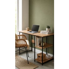 Ayz Vienna 2 Raflı Metal Ayak Çalışma Masası Laptop Masası Bilgisayar Masası 60X120CM Siyah Çam