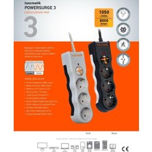 Sefa Ticaret TSK19010 Powersurge 3-Surge Protectıon PLUG-1050 Joule- Wıth Siyah