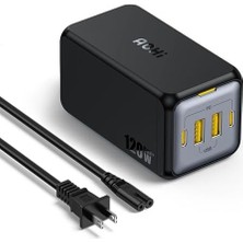 Sefa Ticaret Aohi Magcube 4 Portlu Masaüstü USB Şarj Istasyonu, Gan+ 120W Hızlı Şarj Cihazı