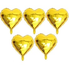 Sefa Ticaret 5 Li Gold Kalp Folyo Balon 15 Inç - 38 cm