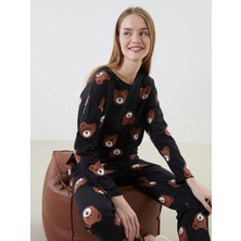 Lc Waikiki Yeni Sezon Bisiklet Yaka Baskılı Kadın Pijama Takımı
