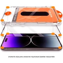 Sefa Ticaret iPhone Ile Uyumlu Point Hizalama Aparatlı Darbe Emici ve Takılırken Camın Altında Kesinlikle Toz Bırakmayan Darbelere Karşı Ekstra Güçlü Ekran Koruyucu Cam (Iphone 15)