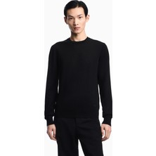 Emporio Armani Erkek Regular Fit Pamuklu Bisiklet Yaka Uzun Kollu Siyah Kazak EM005803 AF25400-UC001
