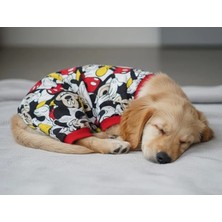 Miniş Mikili Kırmızılı Küçük Irk Köpek Esnek Sweatshirt Penye Tulum Pijama