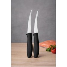 Sefa Ticaret Sebze ve Meyve Bıçağı, Çelik, Siyah, Lazer Kesim Tırtıklı Uç, 22 Cm, 6 Adet