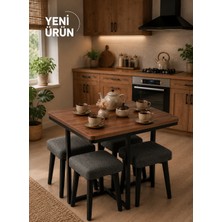 Evdera Mobilya Vizyon Puflu Kare Mutfak Masası Takımı