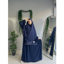 Yüsra Collection Tesettür Liza Kol Bağlama Elbise ve Uzun Boy 3 Katlı Sufle 2'li Takım