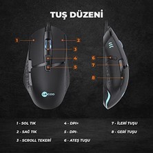 Sefa Ticaret MG1101 Kablolu 6400DPI 8 Tuşlu Rgb LED Aydınlatmalı Gaming Optik Mouse Siyah