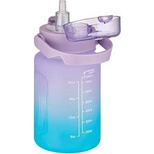 Sefa Ticaret 1000 ml Pipetli/pipetsiz Kullanım Çift Renk Softtouch Motivasyon Matarası Sticker Hediyeli