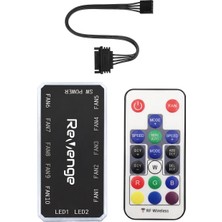 Revenge 6 Pın Fanlar ile Uyumlu Argb Fan Kontrolcüsü Kumandalı LED Anakart Bağlantılı Hub Kontrolör Kumanda Seti