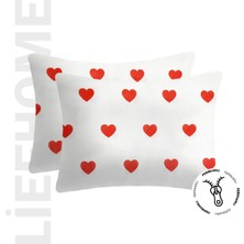 Lief Home Ranforce Kumaşından Kalpli Gizli Fermuarlı Yastık Kılıfı 50X70 ( 2 Adet )