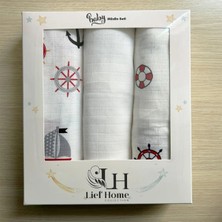 Lief Home 3’lü Müslin Örtü Seti | 75X85 cm | %100 Pamuk | Yenidoğan Için Kutulu