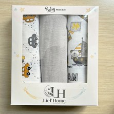 Lief Home 3’lü Müslin Örtü Seti | 75X85 cm | %100 Pamuk | Yenidoğan Için Kutulu