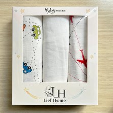 Lief Home 3’lü Müslin Örtü Seti | 75X85 cm | %100 Pamuk | Yenidoğan Için Kutulu