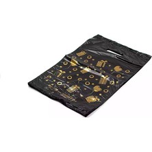 Omeyva Baskılı El Geçme Küçük Blok Poşet Torba - No : 2 - 25X37 Cm. - Siyah - 1000 Adet