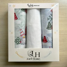 Lief Home 3’lü Müslin Örtü Seti | 75X85 cm | %100 Pamuk | Yenidoğan Için Kutulu