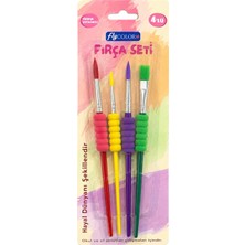 Fly Color Silikon Tutacaklı Fırça Seti 4'lü ( 2,4,6,8 Numaralar) 3 Sulu Boya 1 Guaj&yağlı Boy Fırçası Seti
