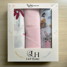 Lief Home 3’lü Müslin Örtü Seti | 75X85 cm | %100 Pamuk | Yenidoğan Için Kutulu