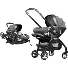 Merkürbebe Merkür Bebe Onyx 2’si 1 Arada I-Size Oto Koltuğu ve Bebek Arabası, 0-13 Kg, Gri