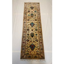 El Dokuma Afgan Halı Sultani Desenli Kök Boya Yolluk 81 x 266 cm